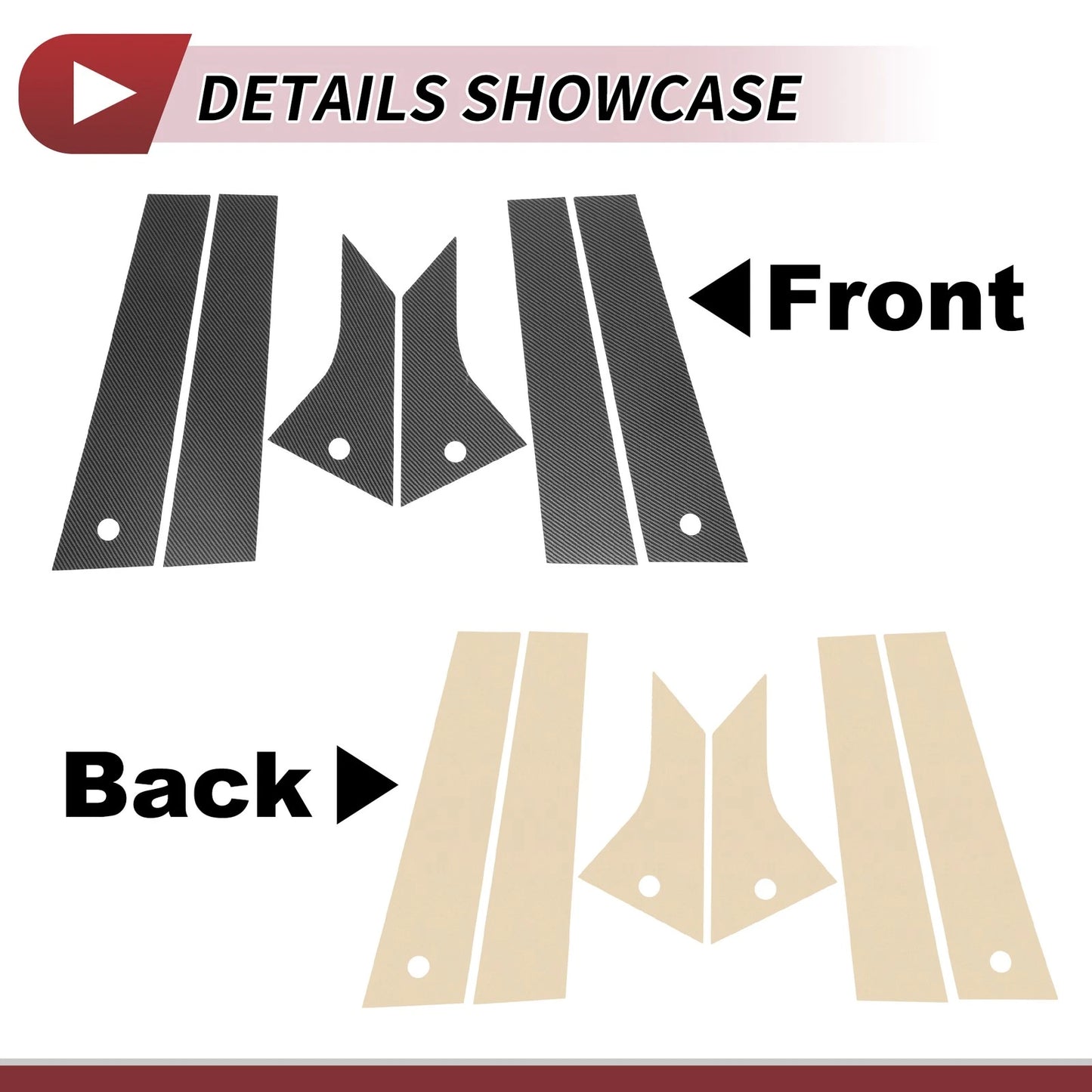 6 Pcs Door Pillar Window Trim for Ford Mach-E (2021-2023) Carbon Fiber Black