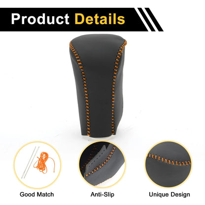 Car Gear Shift Knob Cover for Honda Accord (2008-2012) Black Orange Faux Leather