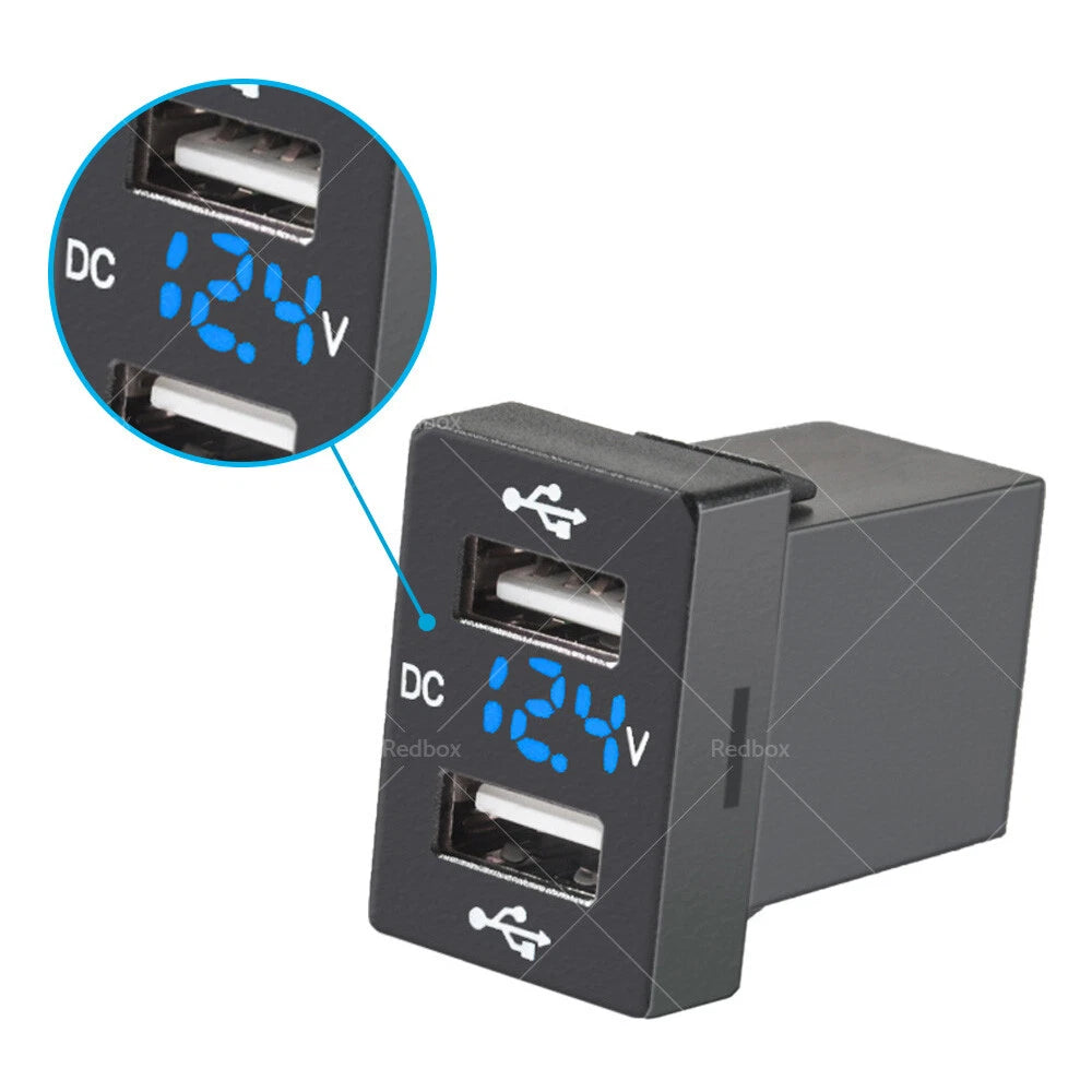 DUAL USB CHARGER + VOLT METER for Toyota Hilux, Prado, Camry (2010-2023)