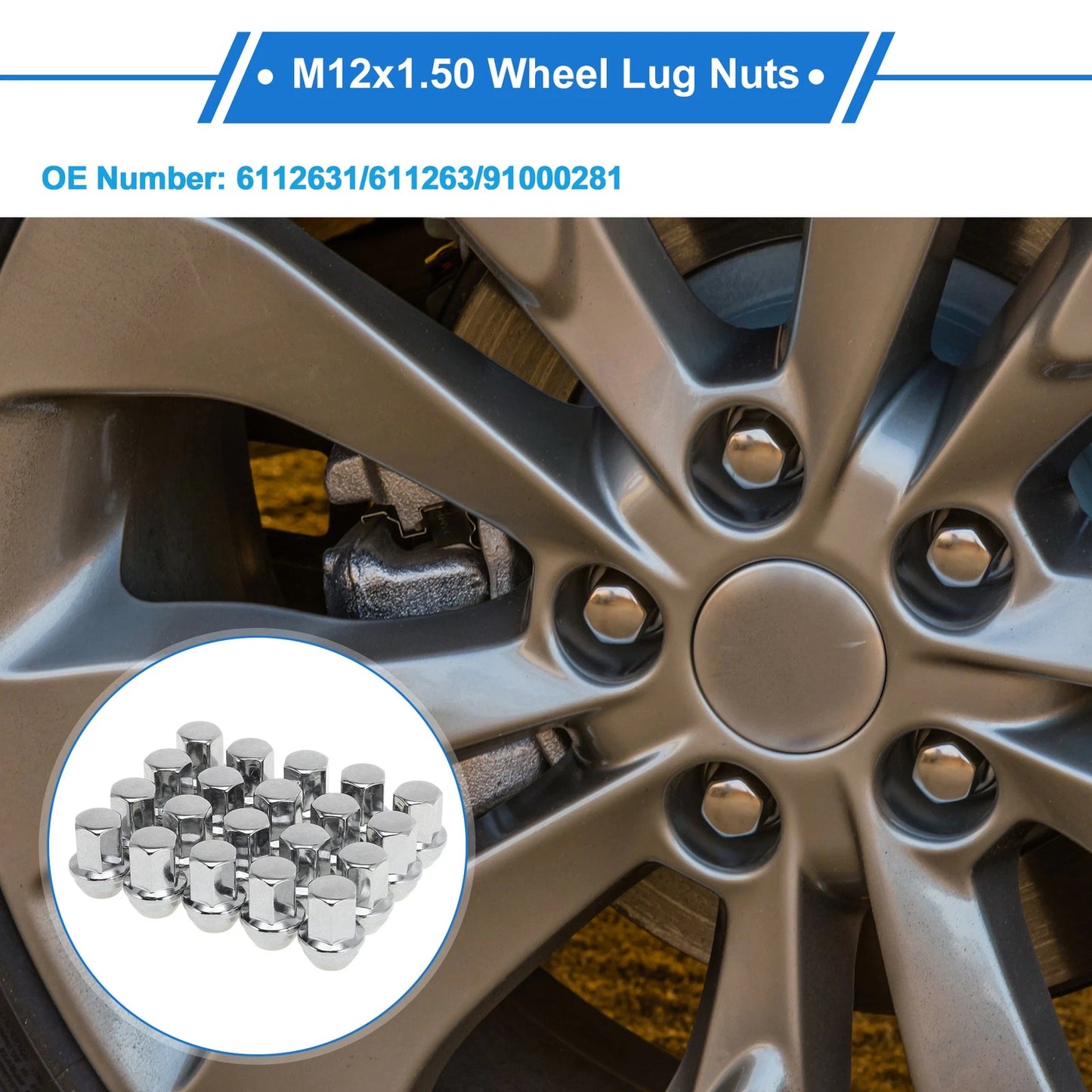 20 Pcs M12x1.50 Wheel Lug Nuts for Chevrolet Impala (2008–2009)