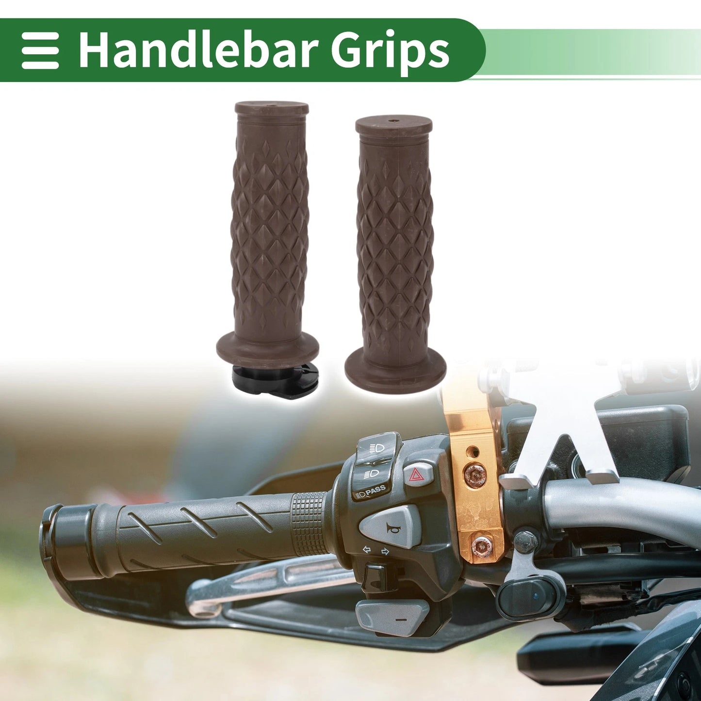 7/8" 22mm Hand Grips Cover Kit for Motorcycle Rhombus TPU Dark Brown