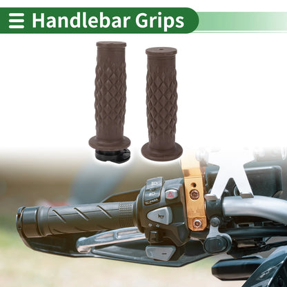 7/8" 22mm Hand Grips Cover Kit for Motorcycle Rhombus TPU Dark Brown