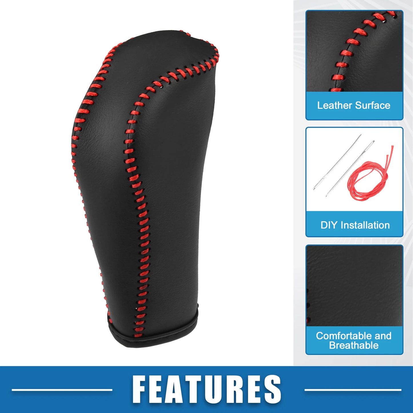 Gear Shift Lever Cover for Honda Fit (2014-2018) Red Stitches