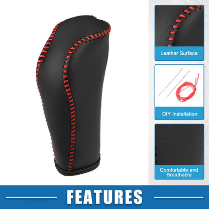 Gear Shift Lever Cover for Honda Fit (2014-2018) Red Stitches