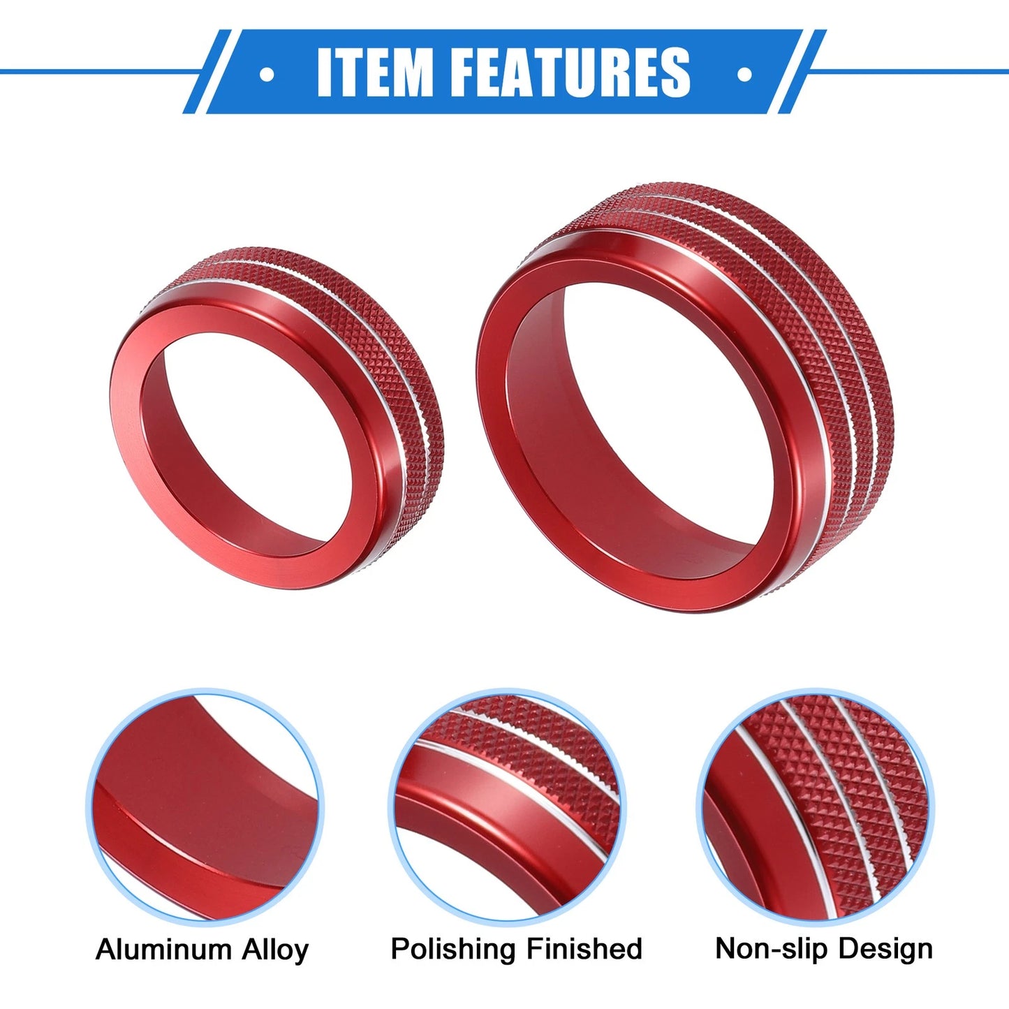 3 x Knob Ring Covers for Dodge Dart (2012 - 2018)