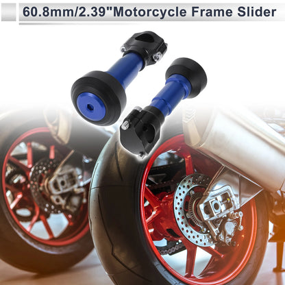 0.87"-1.1" Aluminum Alloy Plastic Motorcycle Slider Frame Blue 2 x Set