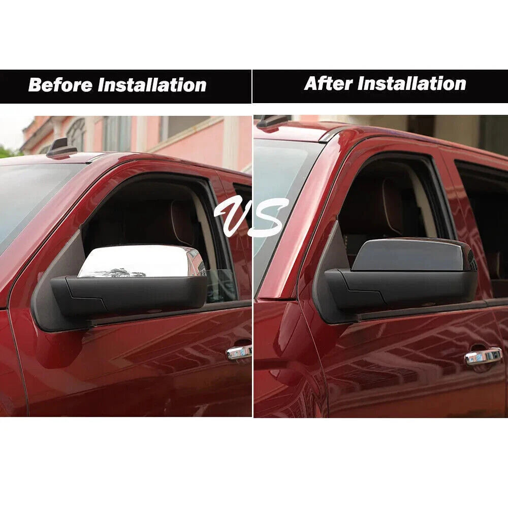 Gloss Black Top Half Mirror Covers for 2014-2018 Chevy Silverado GMC Sierra