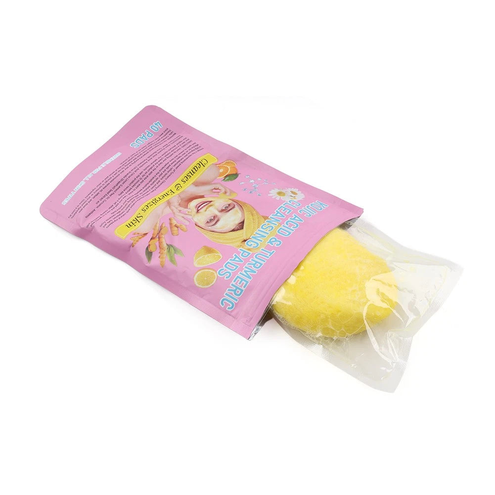 40PCS Kojic Acid & Turmeric Cleansing Pads for Exfoliating Facial Care