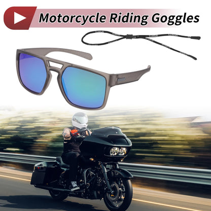Set Motorcycle Riding Goggles Green Lens Gray Frame Tri-Acetyl Cellulos