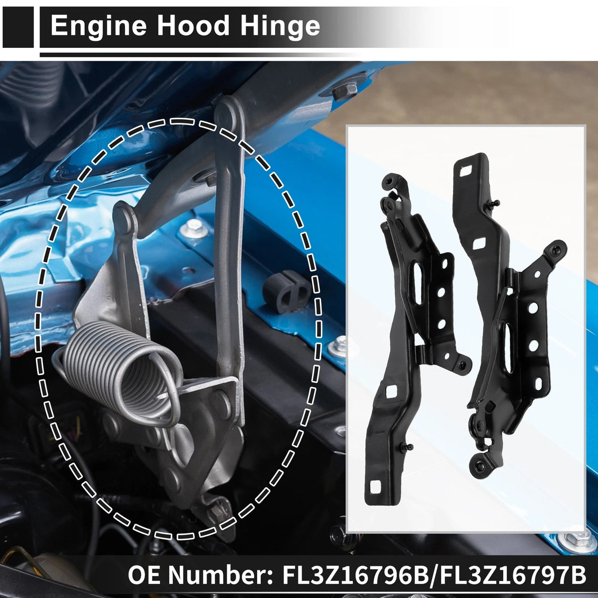 Hood Hinges for Ford F-150 2015-2020 Front Bonnet Bracket 2 x Covers