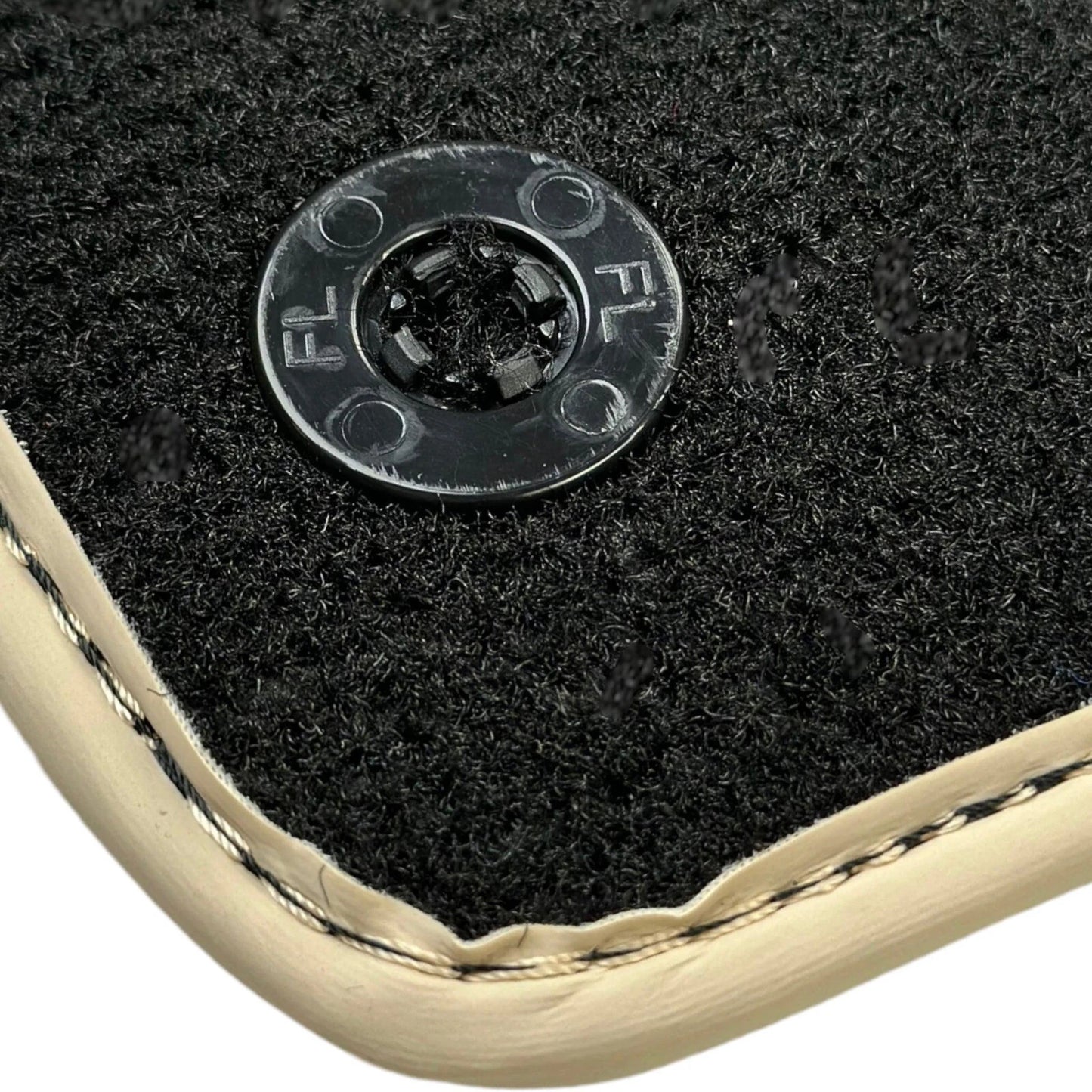 Black Floor Mats for Ferrari GTC4 Lusso with Leather & Beige Trim