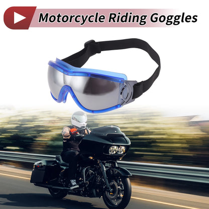 Goggles / One Size / Motorcycle Riding Sunglasses with Silver Tone Lens Blue Frame for Motorcycle