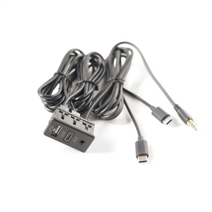 USB Type-C AUX RCA Audio Input Socket Panel Extension Cable Adapter Black