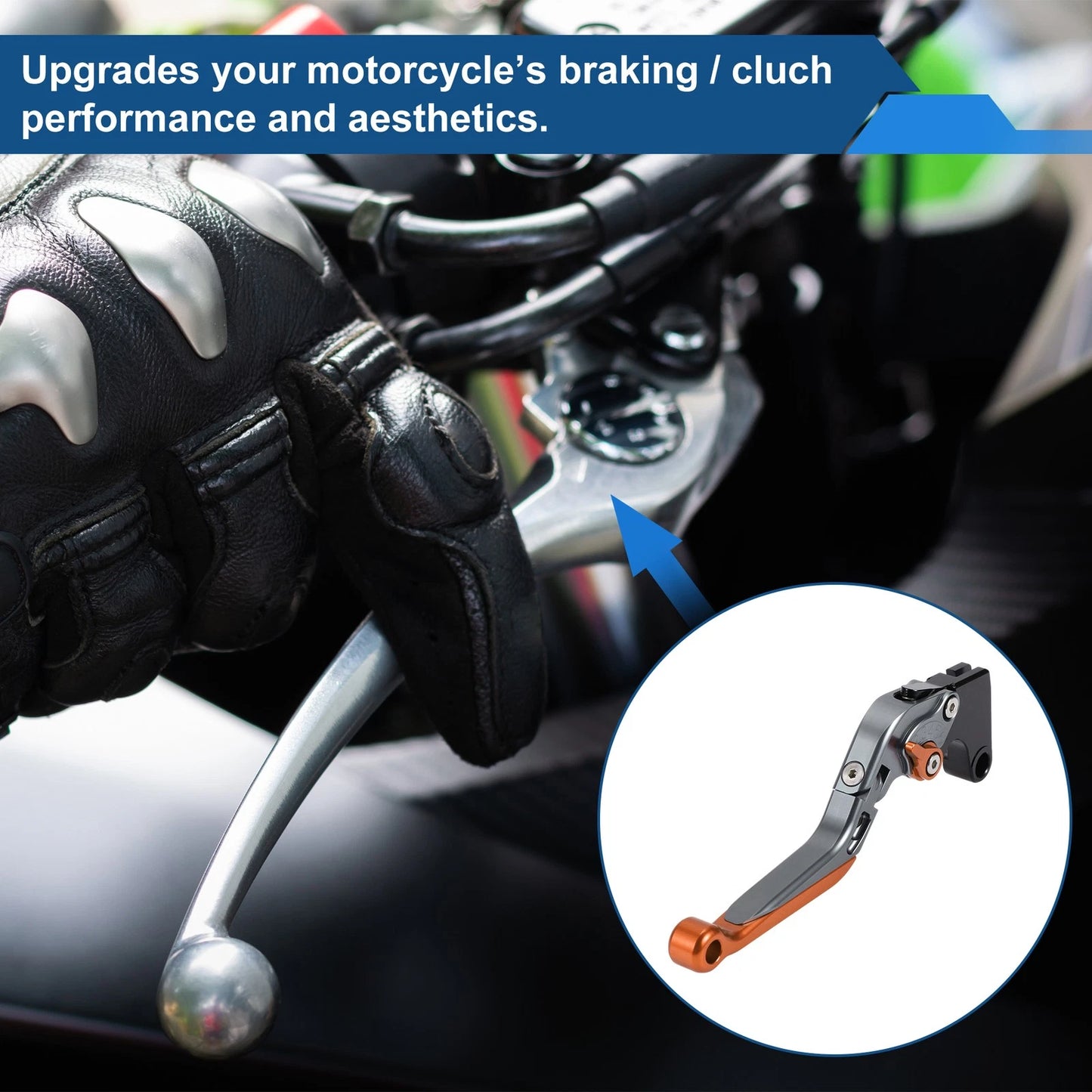 Adjustable Brake Clutch Levers Titanium Handle Orange End for Yamaha YZF R1