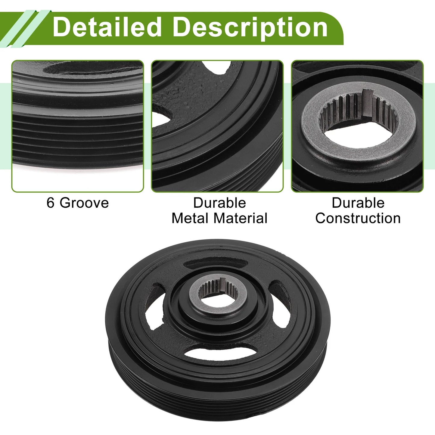 Harmonic Balancer Crankshaft Pulley for Honda Accord (2008-2012) Black