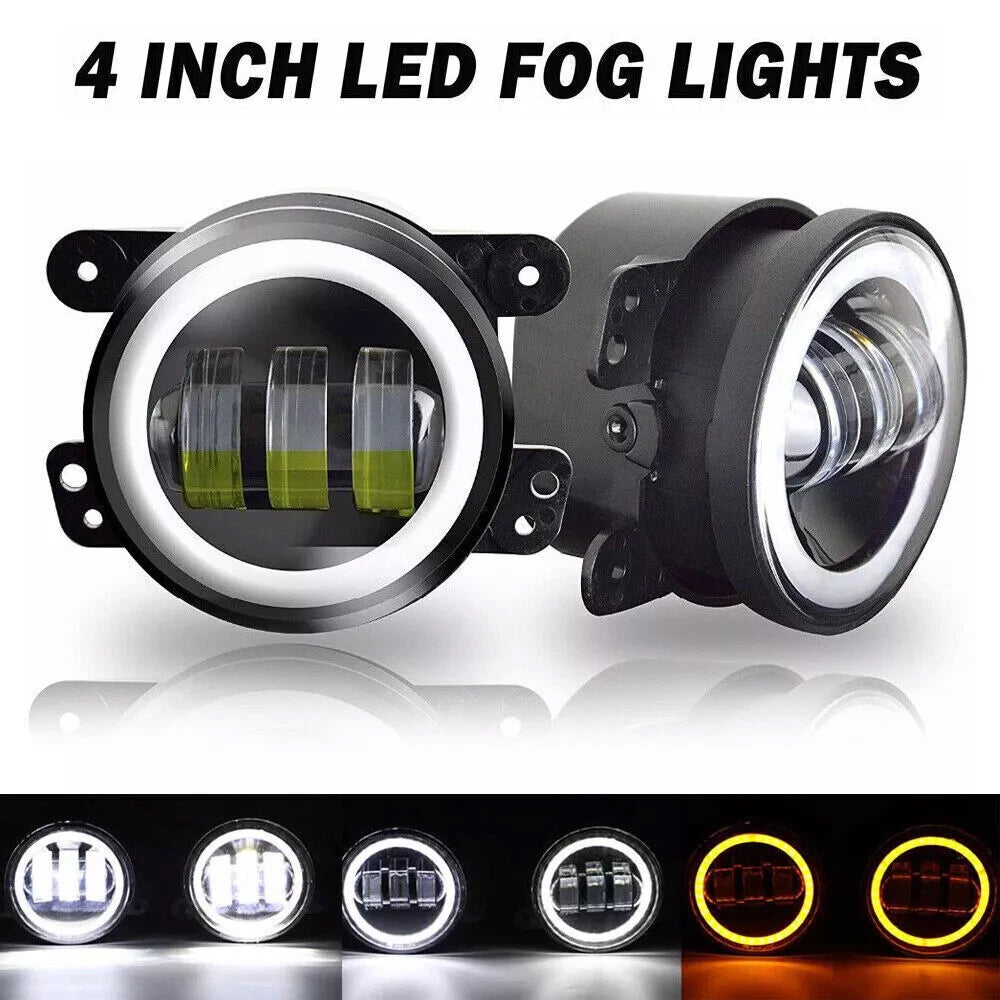 7" Round LED Headlights & 4" Fog Lights Combo for Jeep Wrangler JK (2007-2017)