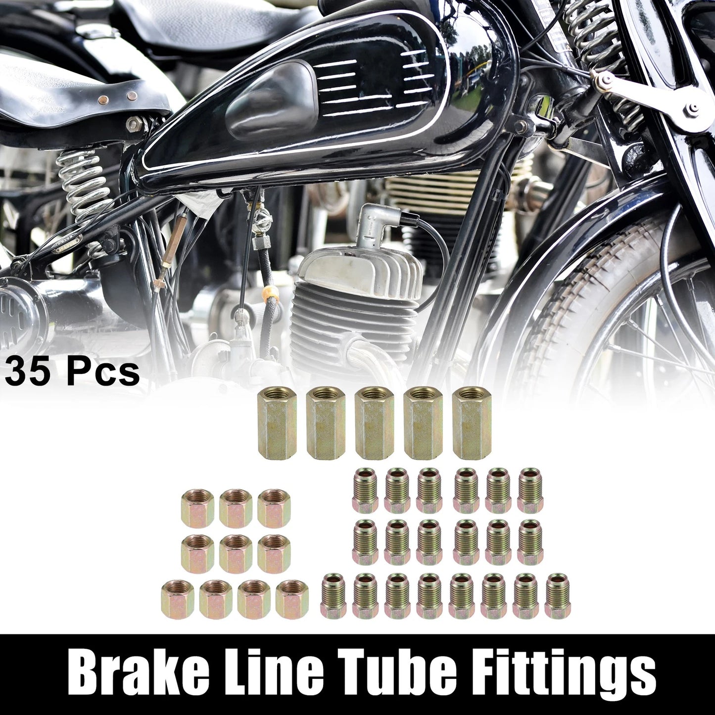 35pcs Brake Line Tube Fittings 3/16in Hydraulic Union for Motorcycle
