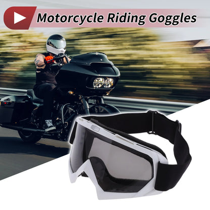 Motorcycle Riding Goggles Grey Lens White Frame PC Cycling Sunglasses