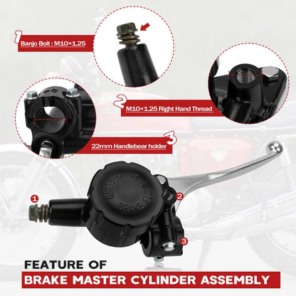 Front Brake Master Cylinder 5/8 Bore for Honda CB350/360/400/450/CB500/CB550/750