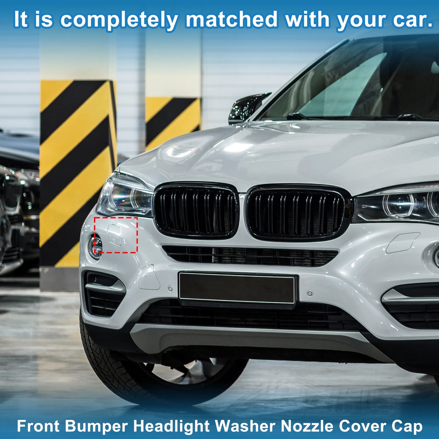 Front Right Washer Nozzle Cover for BMW X6 2015-2019 (2 x White Caps)