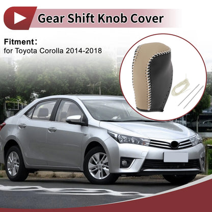 Beige Faux Leather Gear Shift Knob Cover for Toyota Corolla (2014-2018)