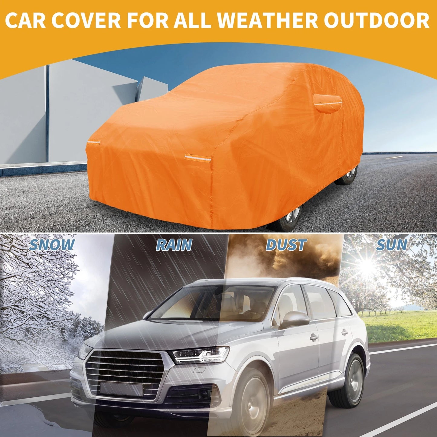 Car Cover Waterproof All Weather for Toyota Sienna Orange Cotton with Zipper