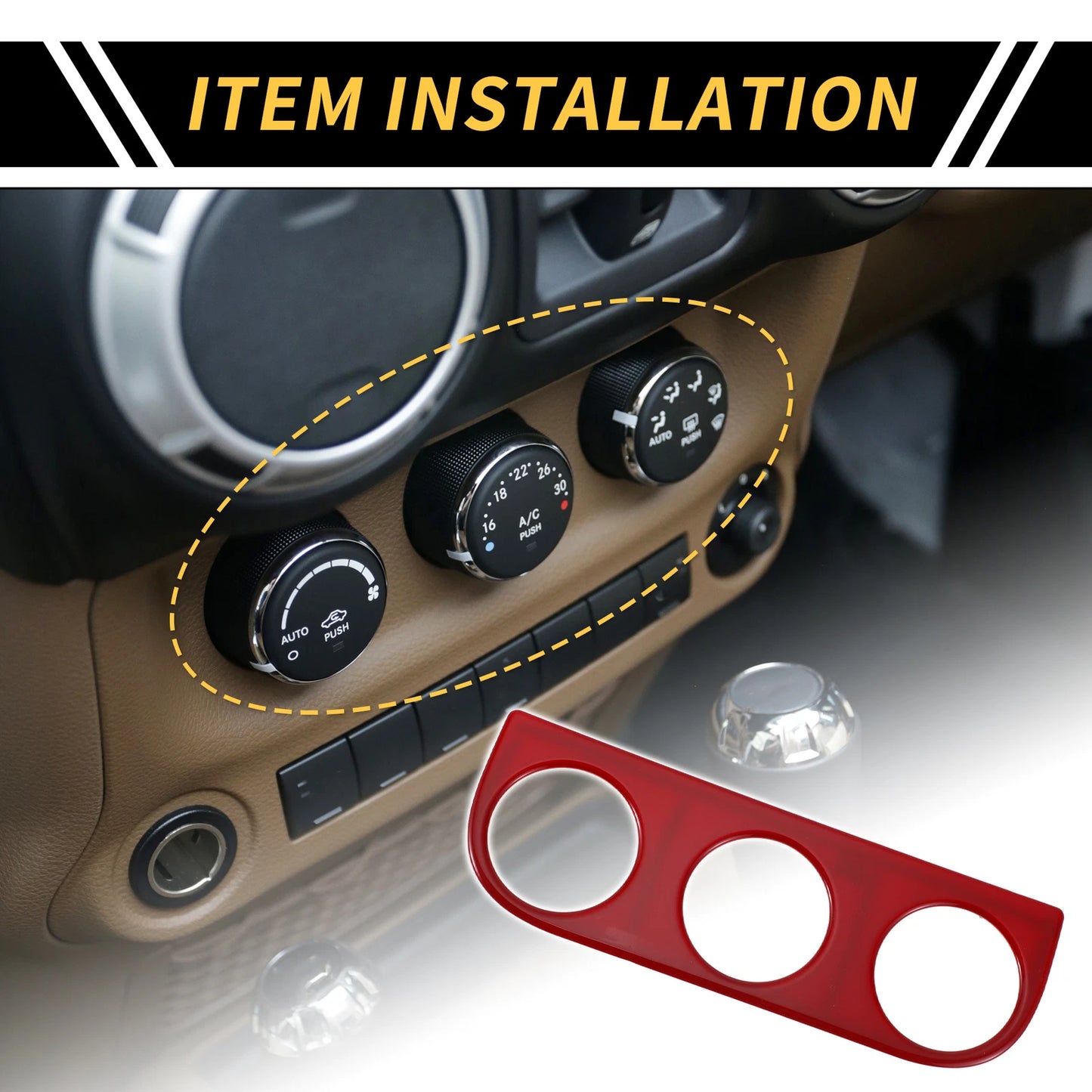 AC Switch Button Control Cover Trim for Jeep Wrangler JK (2011-2017) Red