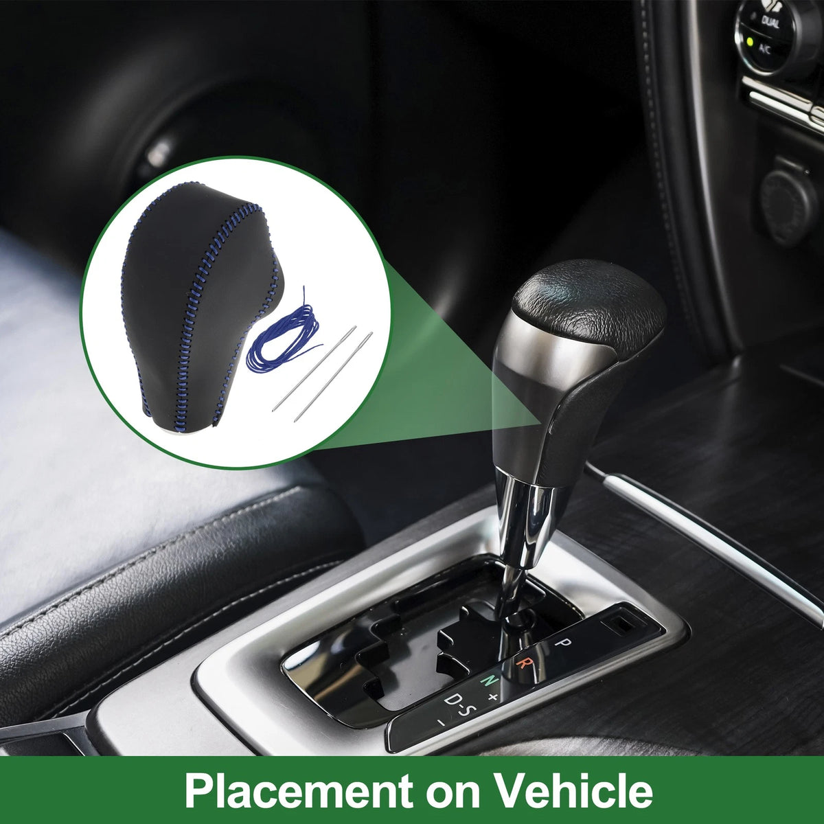 Black Blue Faux Leather Gear Shift Knob Cover for Subaru Forester (2014-2017)