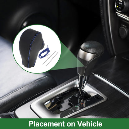 Black Blue Faux Leather Gear Shift Knob Cover for Subaru Forester (2014-2017)