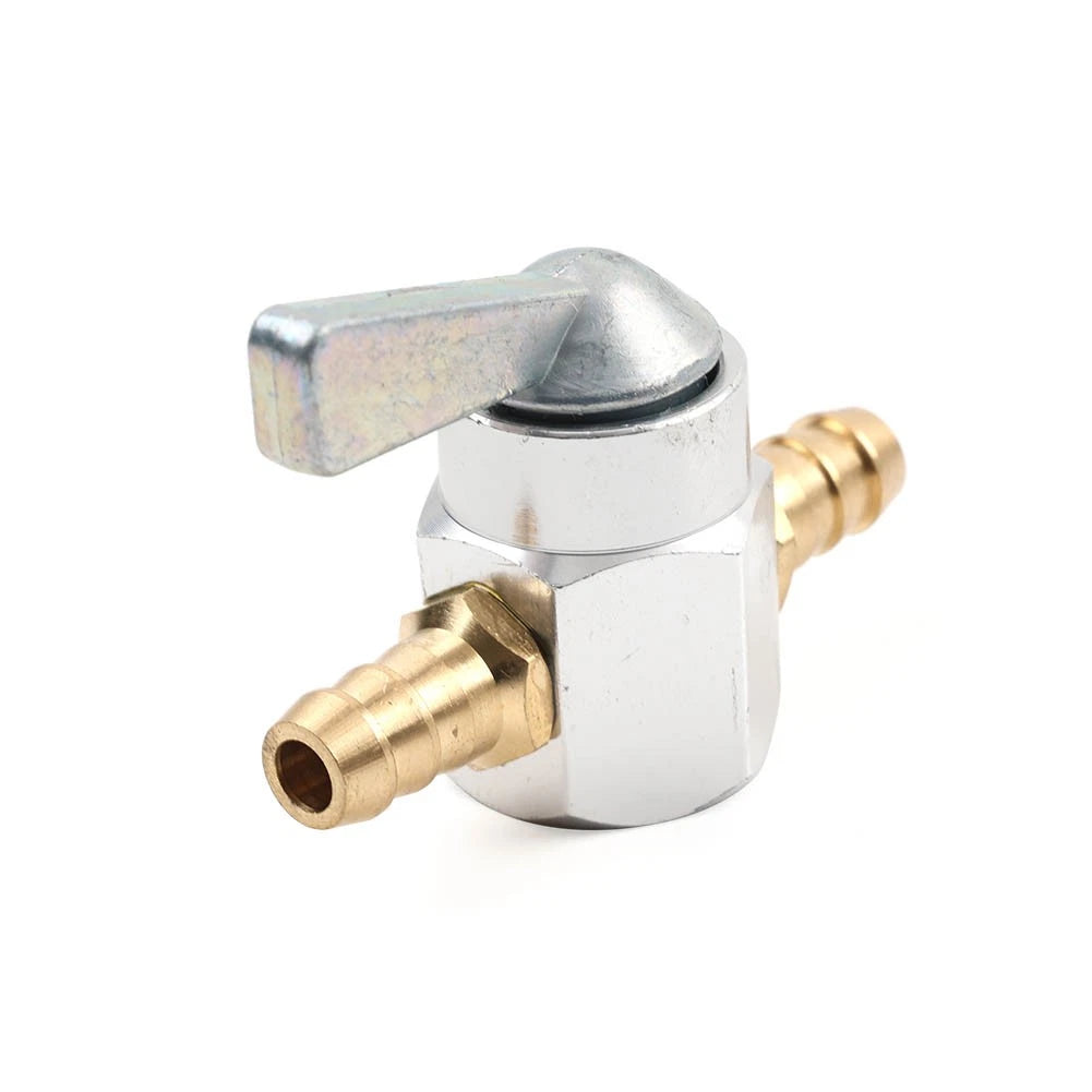 8mm On-Off Fuel Tap Gas Valve Petcock for Motorcycle Inline Silver