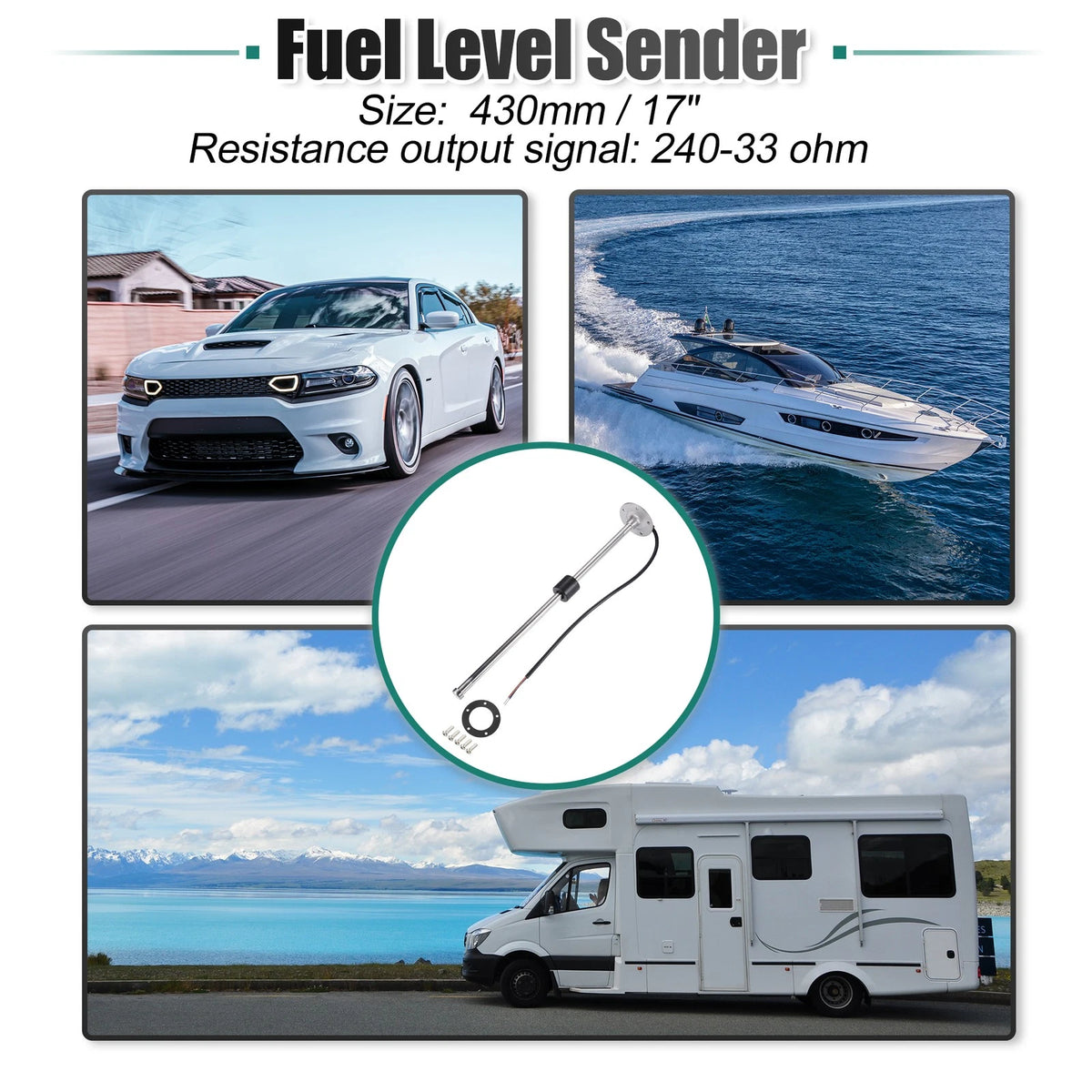 Fuel Sending Unit / 17" 430mm / Marine Water Level Gauge Sensor 240-33ohms