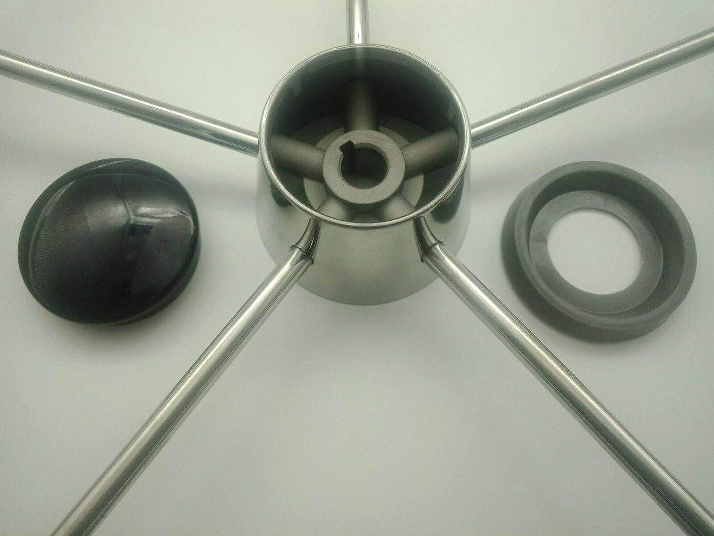 Boat Steering Wheel 5 Spoke Stainless Steel 10° Dish 390mm 3/4" Shaft