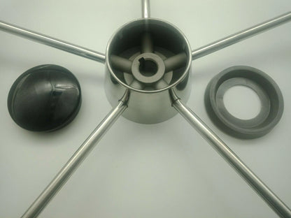 Boat Steering Wheel 5 Spoke Stainless Steel 10° Dish 390mm 3/4" Shaft