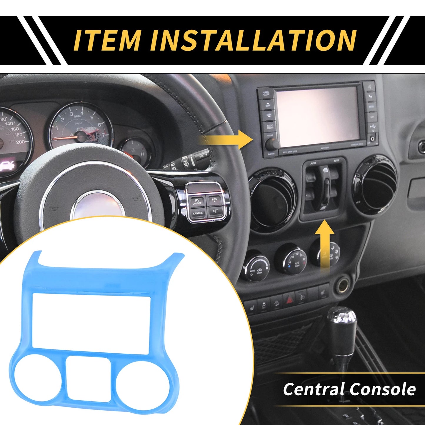 Central Console Dashboard Panel Cover Trim for Jeep Wrangler JK JKU (2007-2018)