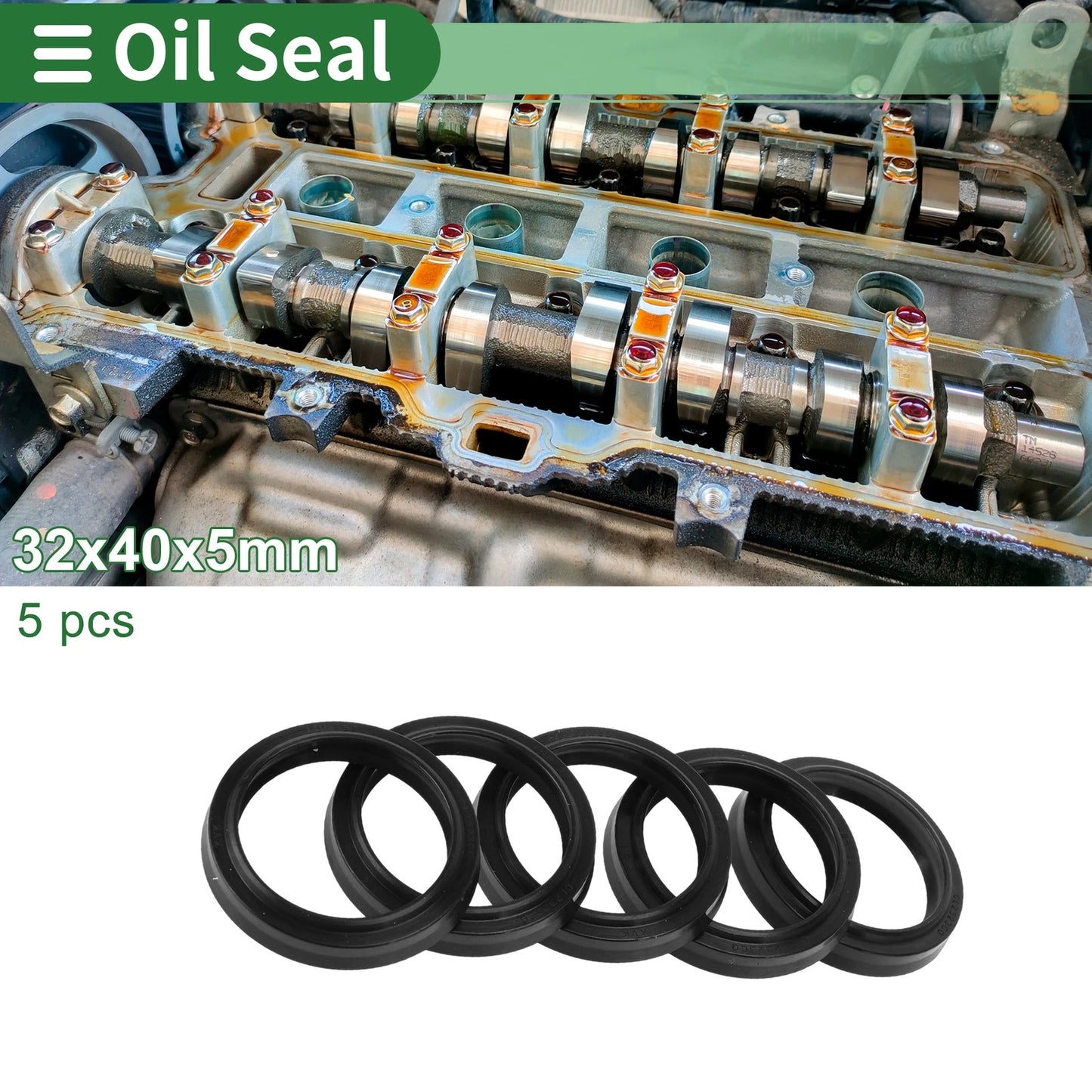 Oil Seal Rotary Shaft Seal NBR Rubber 32x40x5mm Black 5 Pcs
