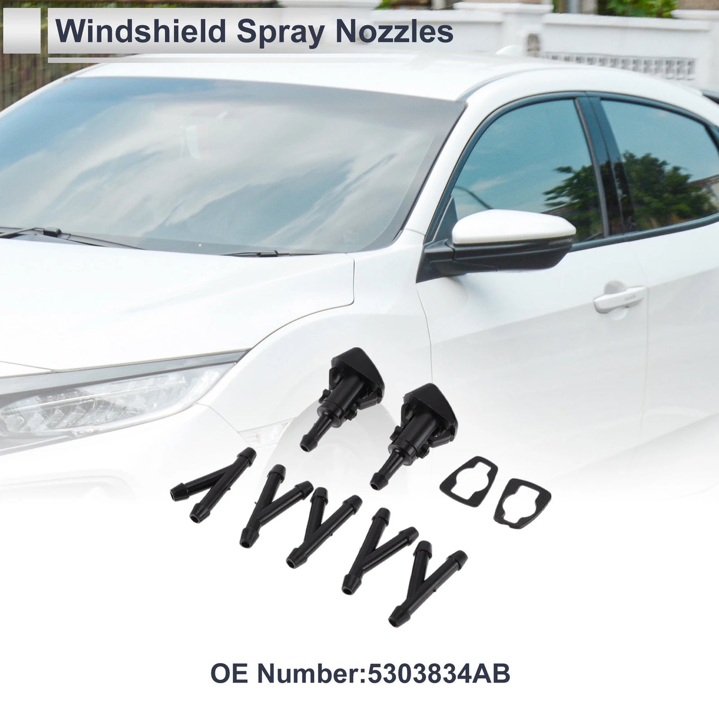 Windshield Washer Nozzle & 6 x Hose Connectors for Jeep (2007-2018)
