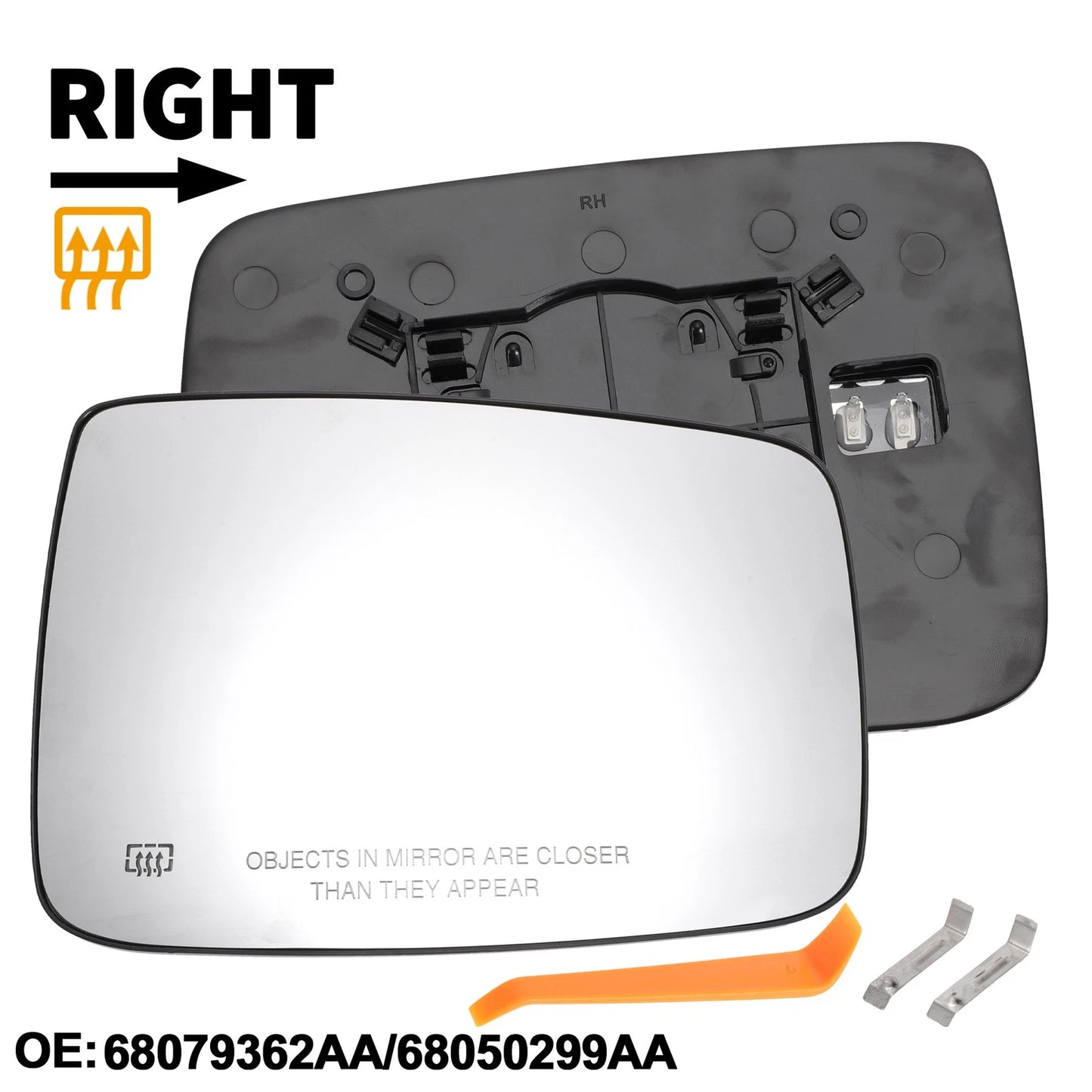 Heated Right Passenger Side Mirror Glass Replacement for Dodge RAM 1500 2500