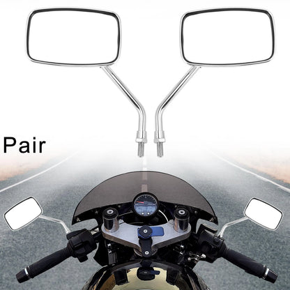 1 Pair Universal Side Mirror Rearview Square Shape Silver Tone for Motorcycle