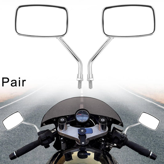 1 Pair Universal Side Mirror Rearview Square Shape Silver Tone for Motorcycle