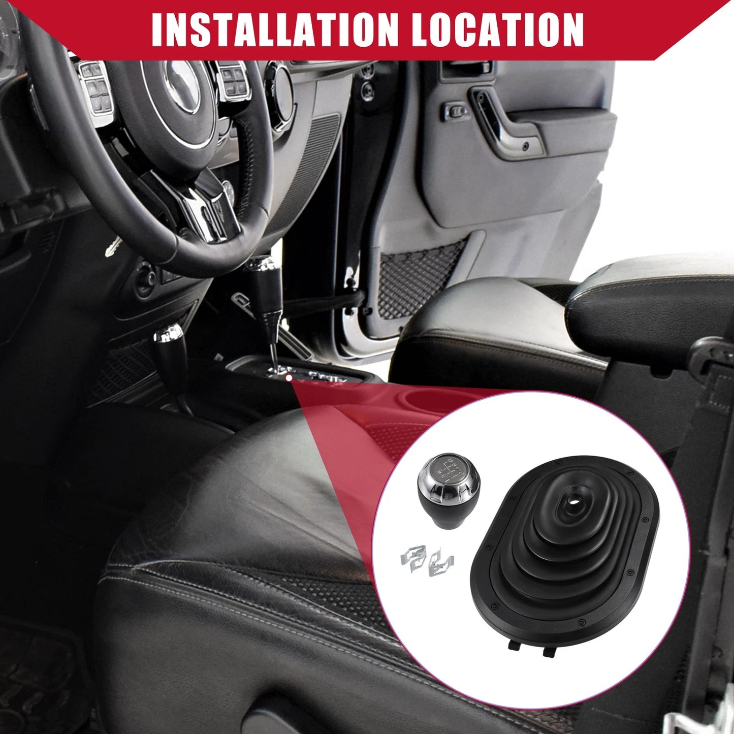 Gear Shifter Boot Cover for Jeep Wrangler (2007-2013) Black