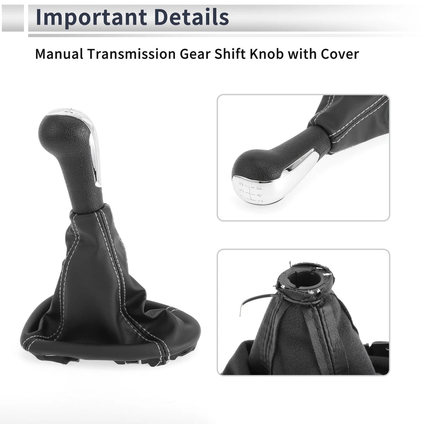 Speed Gear Shifter Knob W/ Cover for Chevrolet Spark (2011-2015) Faux Leather