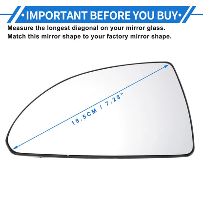 Heated Left Driver Side Mirror Glass Replacement for Chevy Impala (2006-2013)