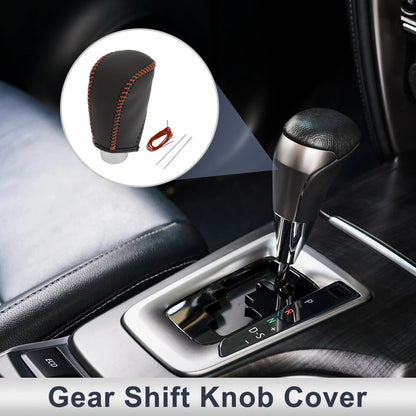 Black Brown Faux Leather Gear Shift Knob Cover for Toyota Corolla (2009-2013)