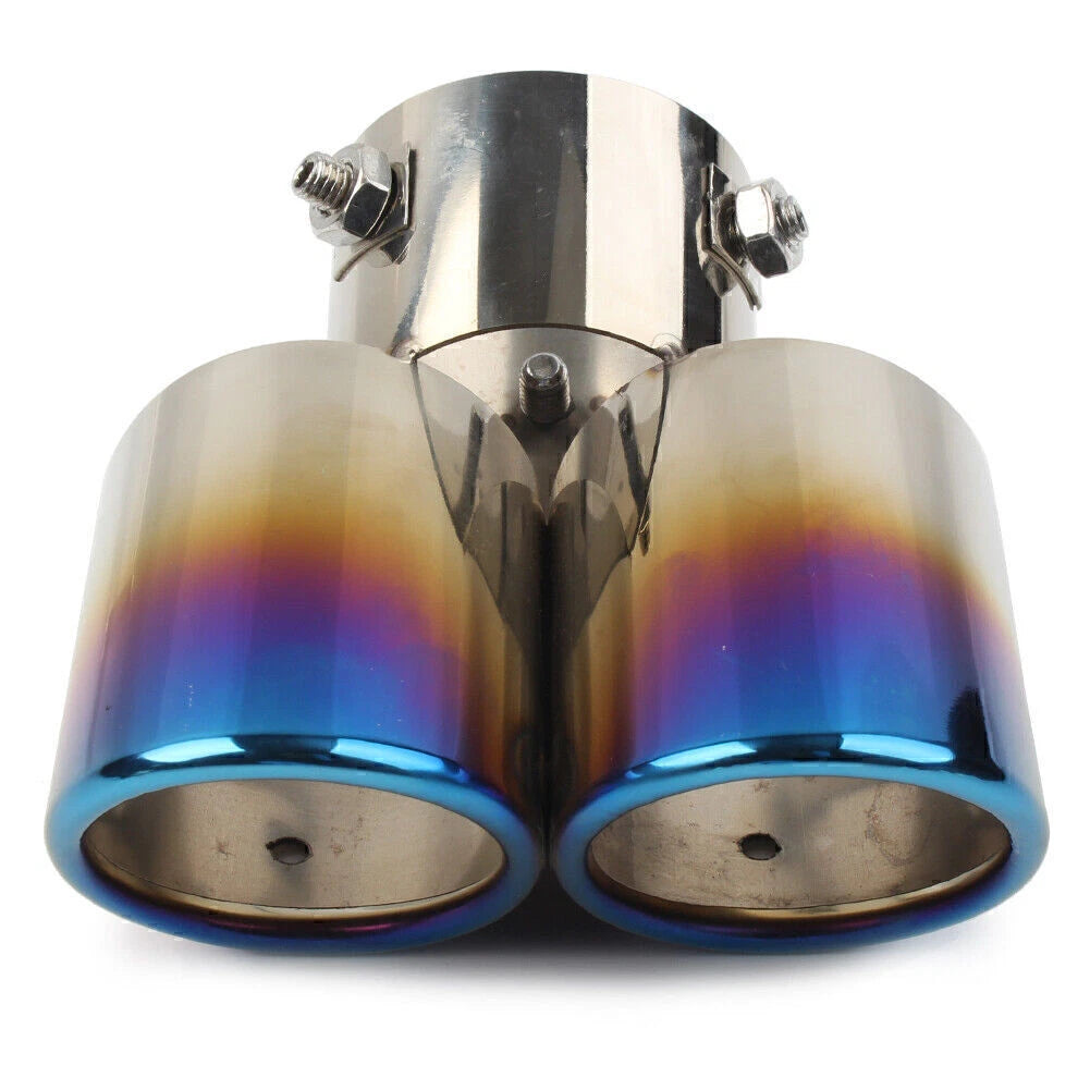 Dual Stainless Steel Rear Exhaust Pipe Tail Muffler Tip for Universal Car