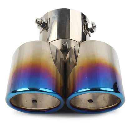 Dual Stainless Steel Rear Exhaust Pipe Tail Muffler Tip for Universal Car