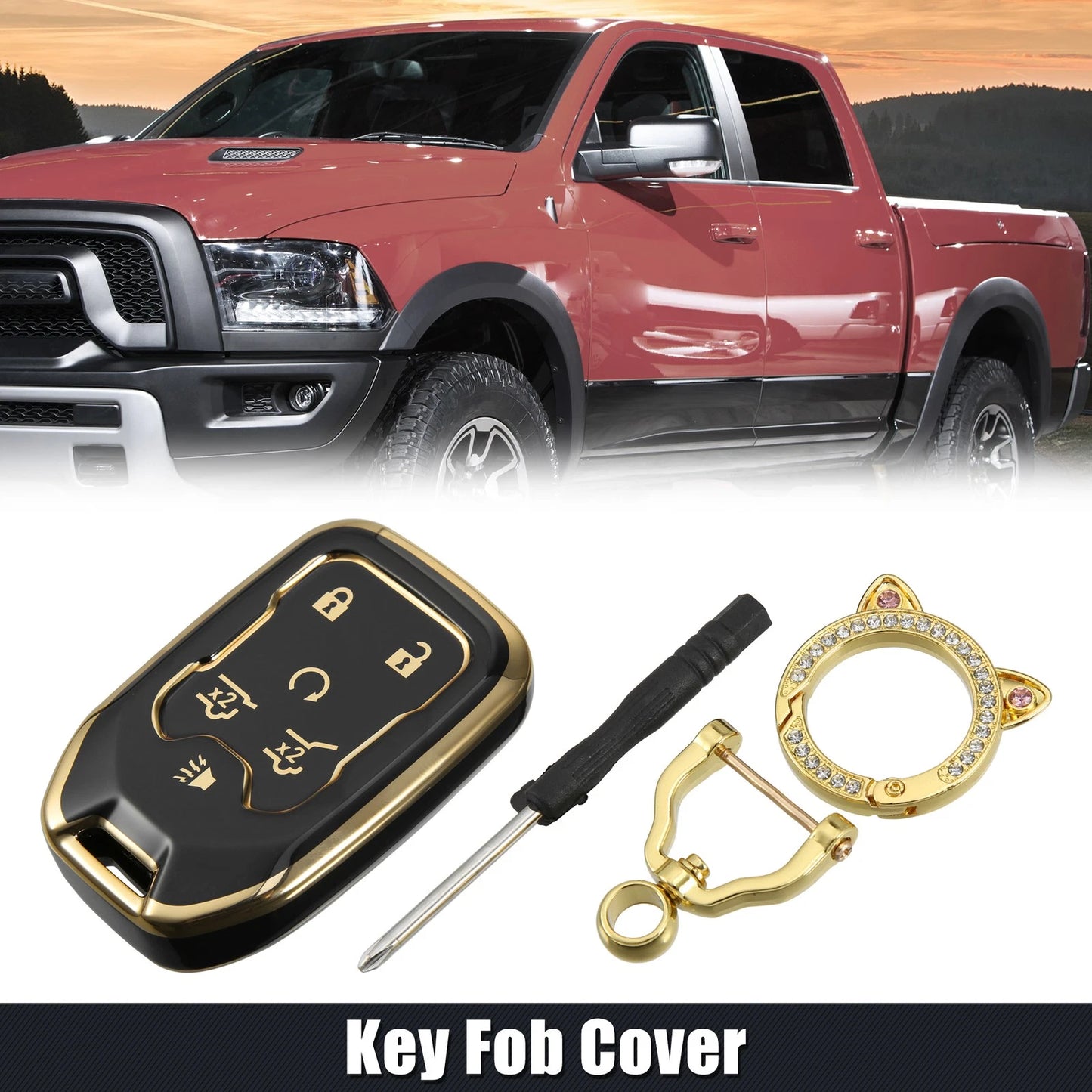 Smart Key Fob Cover with Keychain Black for GMC Terrain (2017-2021)