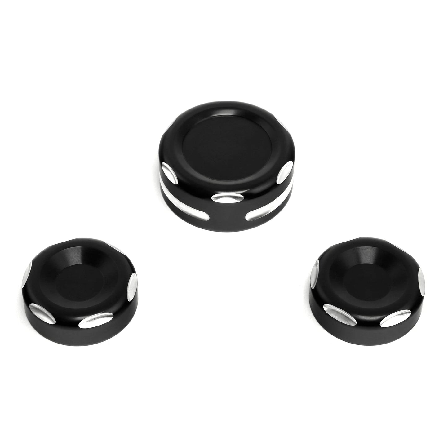 Black Fork Stem Upper Nut Bolt Covers for Harley Dyna Fat Bob FXDF (2006-2017)