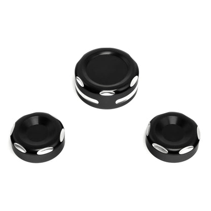 Black Fork Stem Upper Nut Bolt Covers for Harley Dyna Fat Bob FXDF (2006-2017)