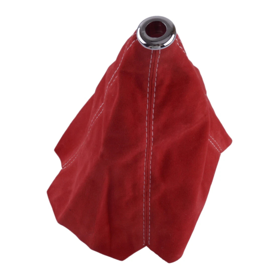 Universal White Stitch Red Suede Leather Shift Knob Boot Cover for Car