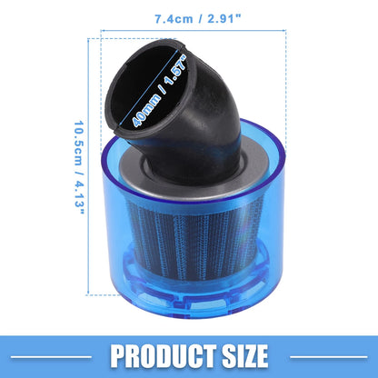 Air Filter Cleaner Bent 40mm/1.57 for 110-125cc Motorcycles ATV Blue